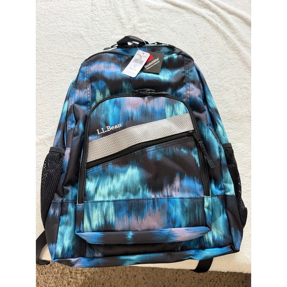 NWT L.L. Bean Deluxe Book Pack 37L Backpack Aurora Tie Dye Blue Purple